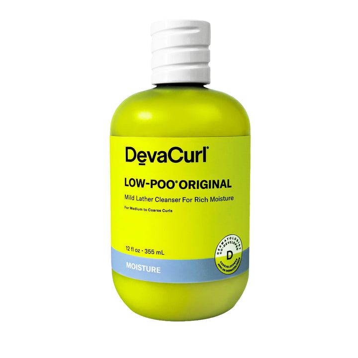 DevaCurl Low-Poo Original front bottle shows product and benefits