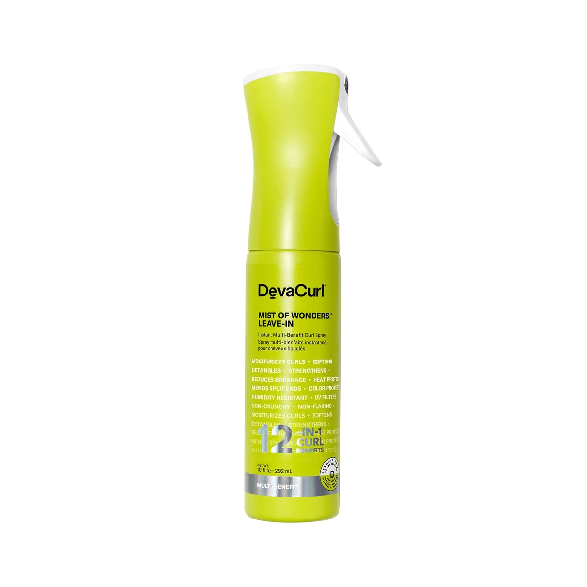 DevaCurl front bottle shot showing label and 10 oz size, highlighting benefits