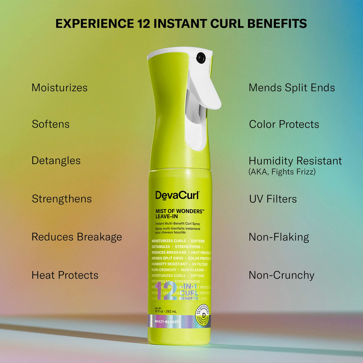 DevaCurl mist nozzle close-up spraying fine continuous mist for even coverage