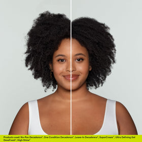 DevaCurl applied to wet curly hair in shower, reduces tangles and frizz