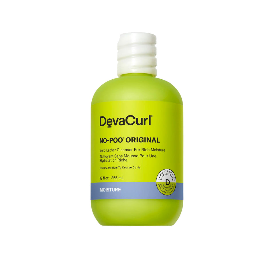 DevaCurl front bottle showing product and branding for gentle cleansing benefit