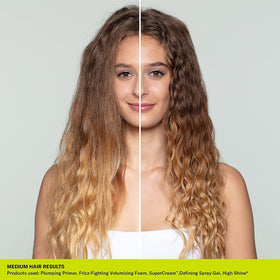 DevaCurl before and after curls showing increased body and improved curl definition