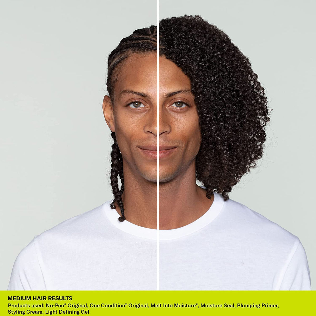 DevaCurl pump dispensing creamy cleanser onto hand, easy controlled application