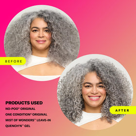 Applying DevaCurl gel in hands to show even, controlled application