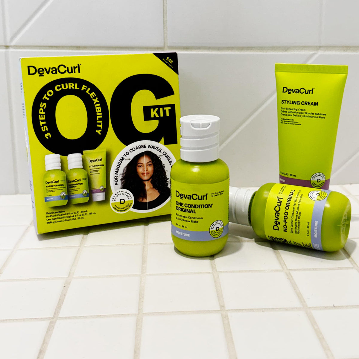 DevaCurl Styling Cream texture swatch showing creamy finish for definition without weight