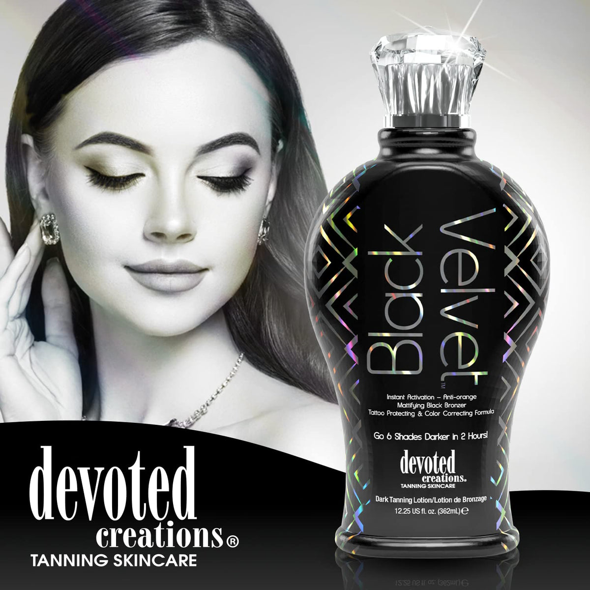 Devoted Creations applied with mitt on arm, demonstrating even matte coverage benefit