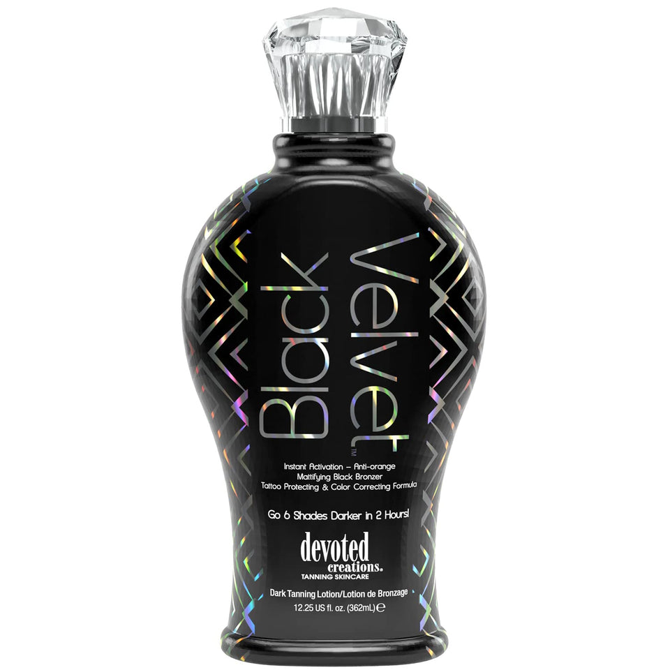 Devoted Creations front packaging showing bottle and label, promotes matte tan benefit