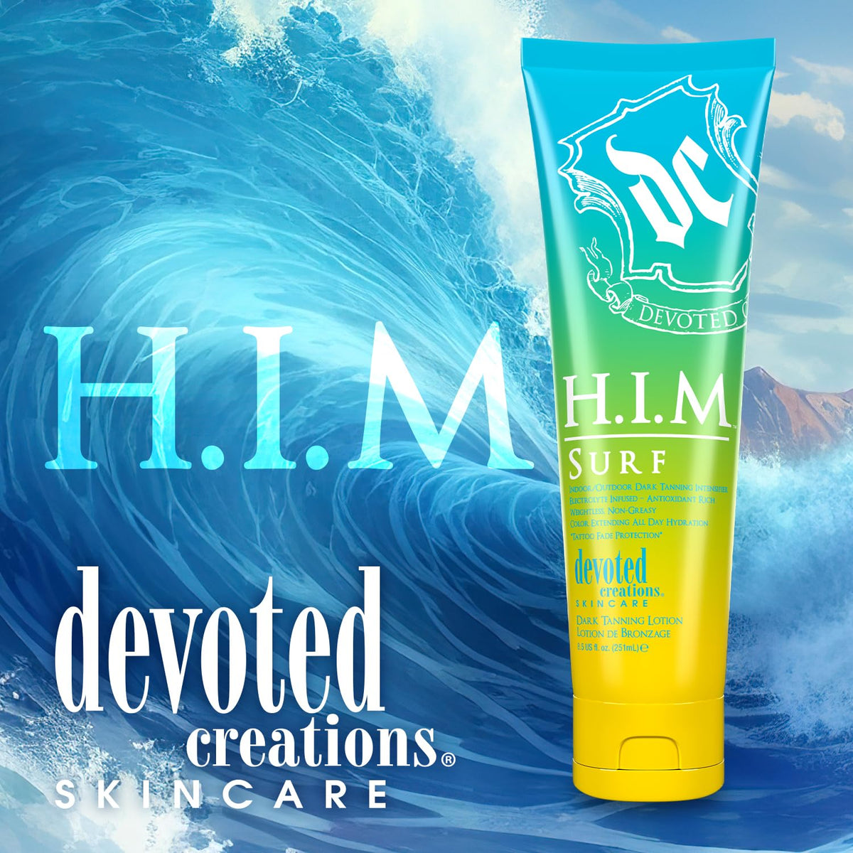 Devoted Creations HIM Surf application in use on forearm demonstrating even coverage and deeper color benefit