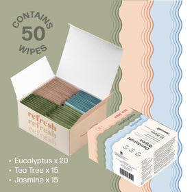 Dew Well wipe fitting into a pocket showing compact size and discreet freshness benefit