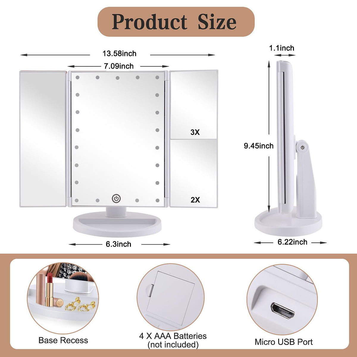 deweisn base recess storage holding jewelry and cosmetics for tidy organization