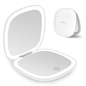 deweisn front closed white compact mirror shows sleek design and portability