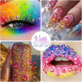 DEWJDFSC gems applied on nail art demonstrating vibrant multicolor effects