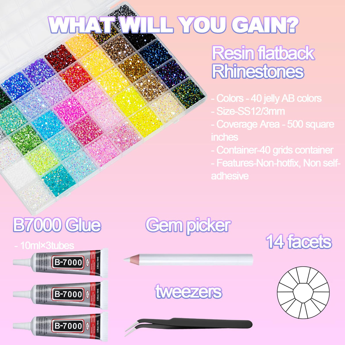 DEWJDFSC open 40-compartment case keeping colors sorted for fast access