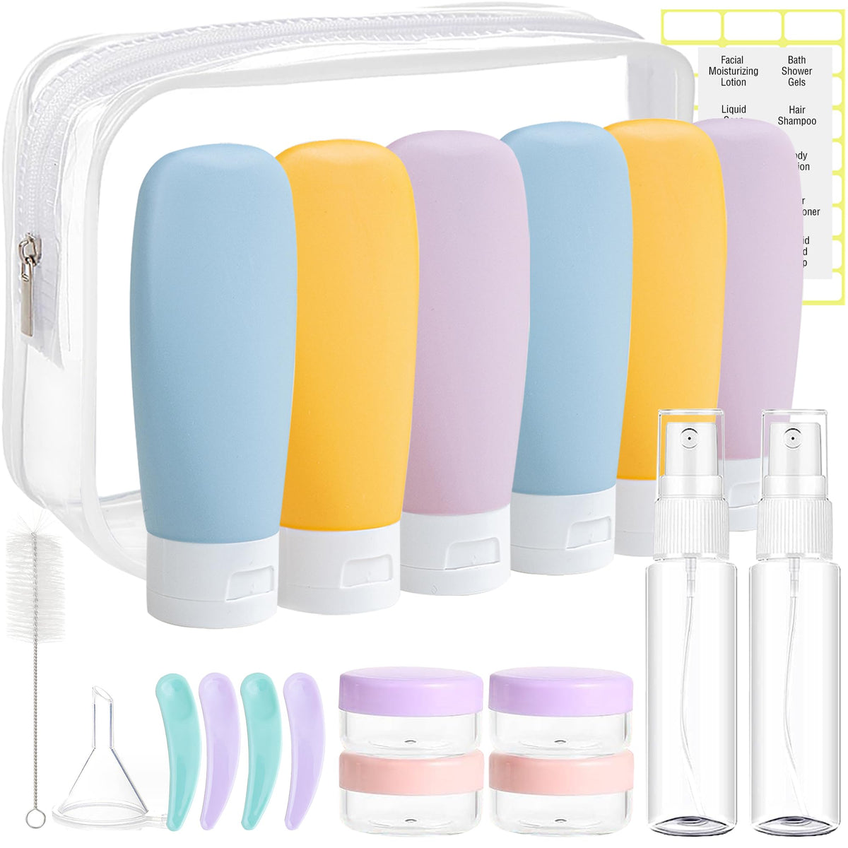 DEWSENSI front view of full pouch showing organized travel kit and convenience