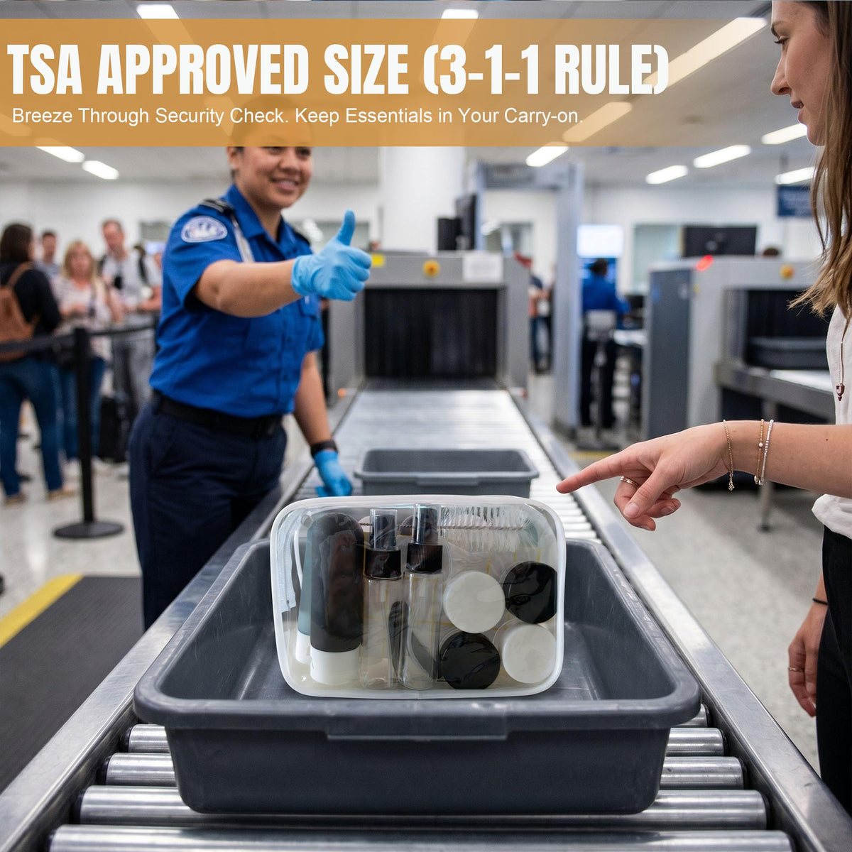 DEWSENSI travel kit held in hand to show compact carry-on scale