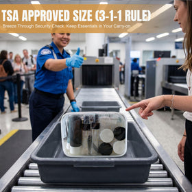 DEWSENSI travel kit held in hand to show compact carry-on scale