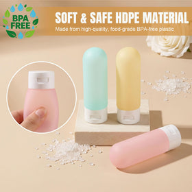 DEWSENSI spray bottle being misted on skin, convenient hands-free application while traveling