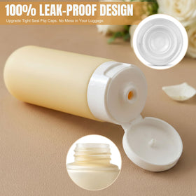 DEWSENSI wide-mouth bottle being filled easily with lotion, faster refill and no spills