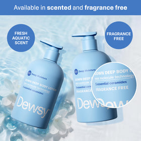 Dewsy application on arm demonstrating fast-absorbing finish for visibly hydrated skin