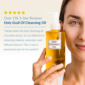 DHC deep cleansing oil emulsified with water showing milky rinse benefit residue-free cleansing