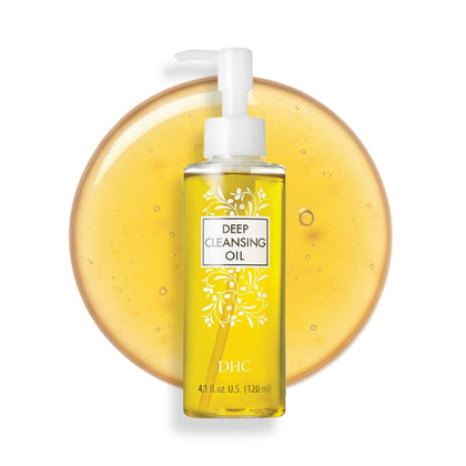 DHC deep cleansing oil front packaging shows product and clean design benefit gentle removal