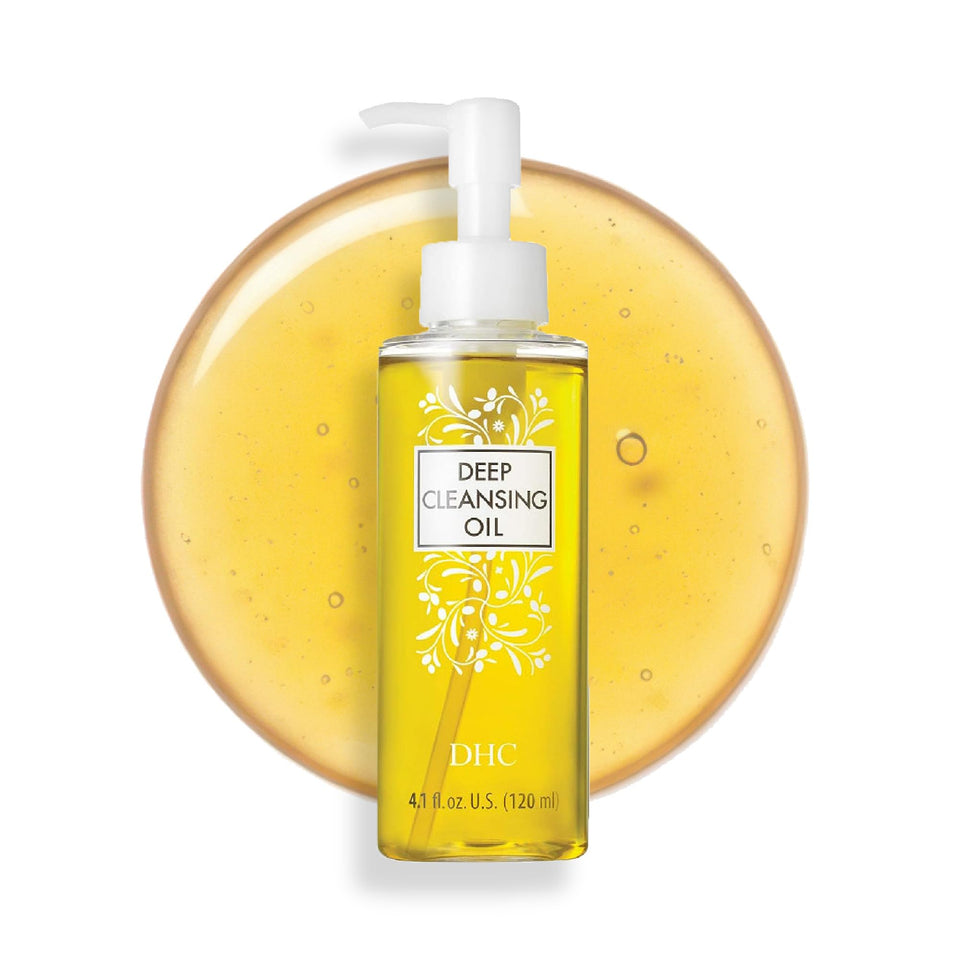 DHC deep cleansing oil front packaging shows product and clean design benefit gentle removal