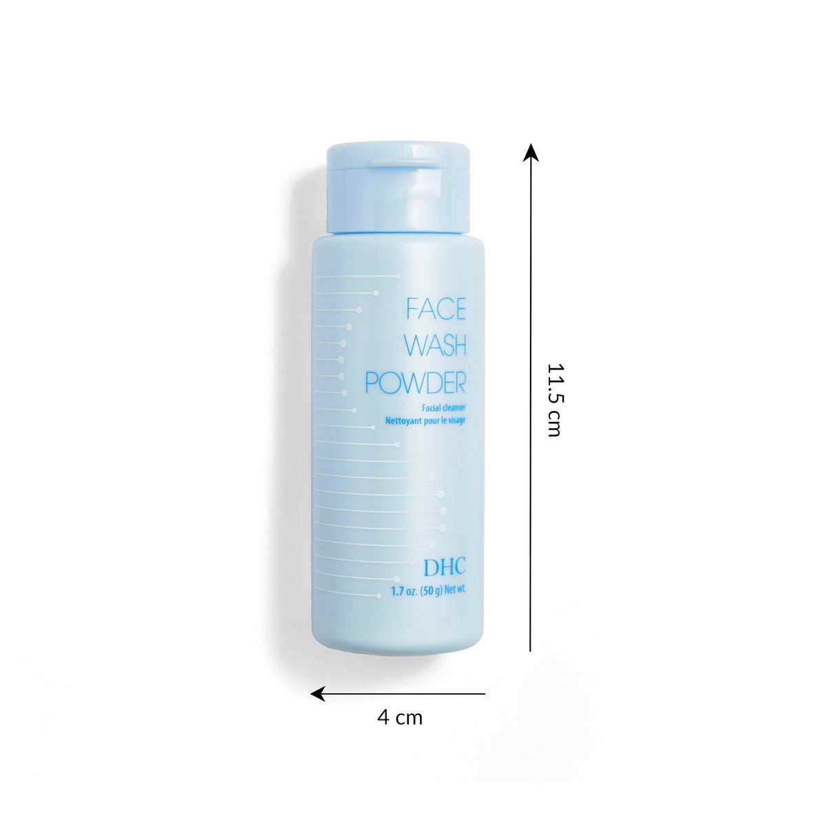 DHC face wash powder being lathered with wet hands for easy application