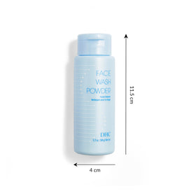 DHC face wash powder being lathered with wet hands for easy application