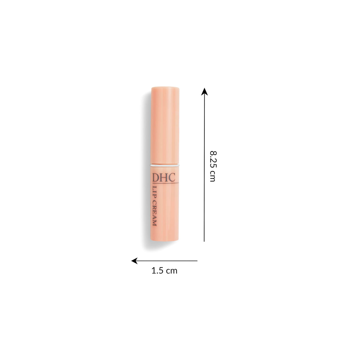 DHC lip cream held in hand to show size and portability for everyday use