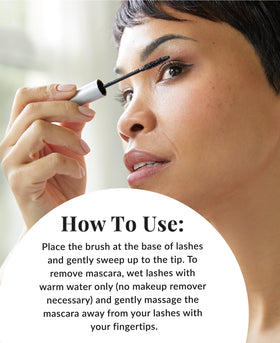 DHC model applying mascara highlighting separated, lengthened lashes
