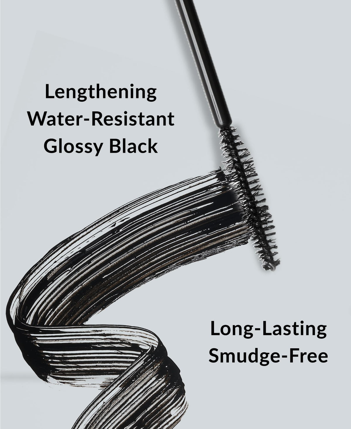 DHC mascara texture swatch on skin showing smooth, glossy pigment payoff