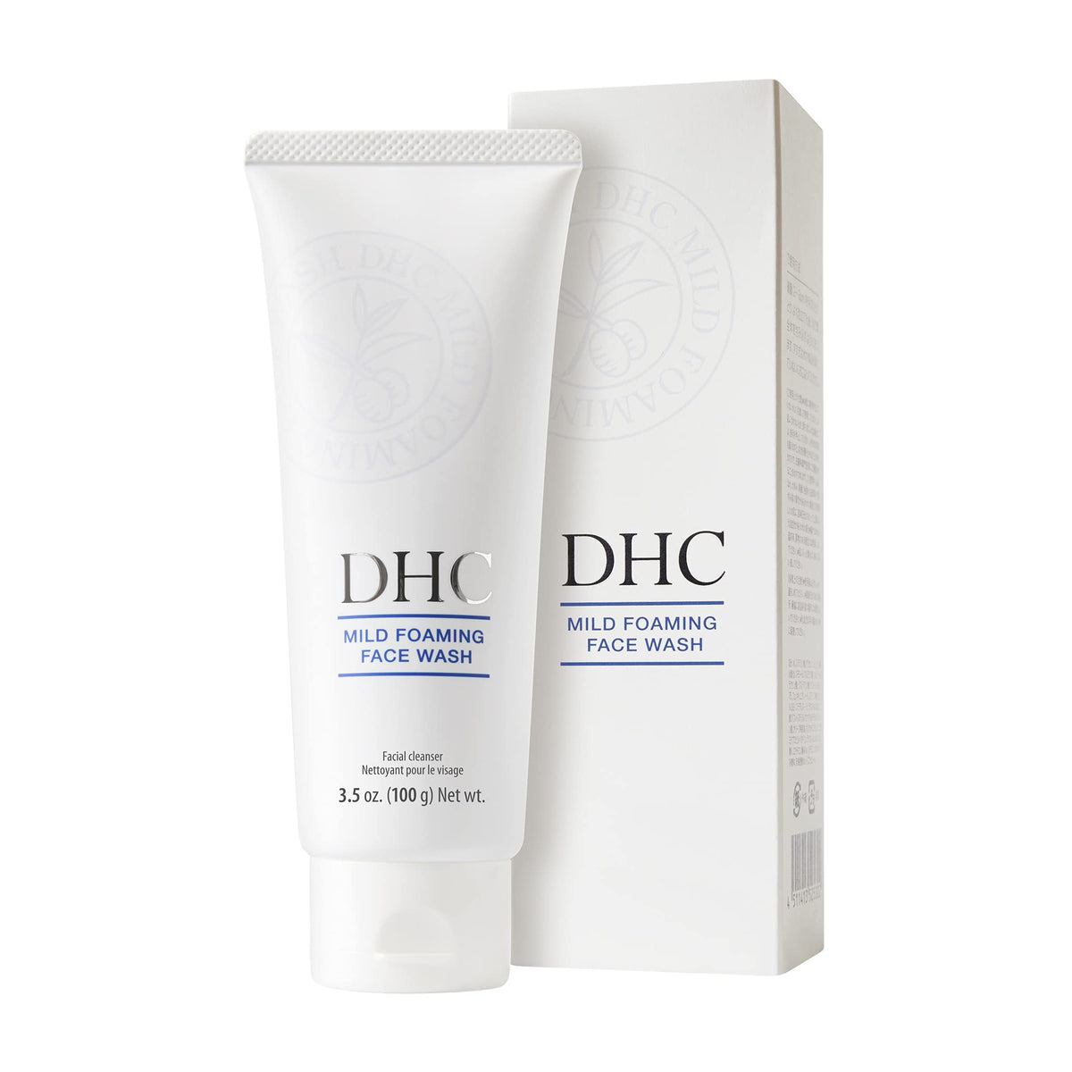DHC foam dispensed into palm illustrating creamy mousse that cleanses gently