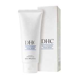 DHC foam dispensed into palm illustrating creamy mousse that cleanses gently