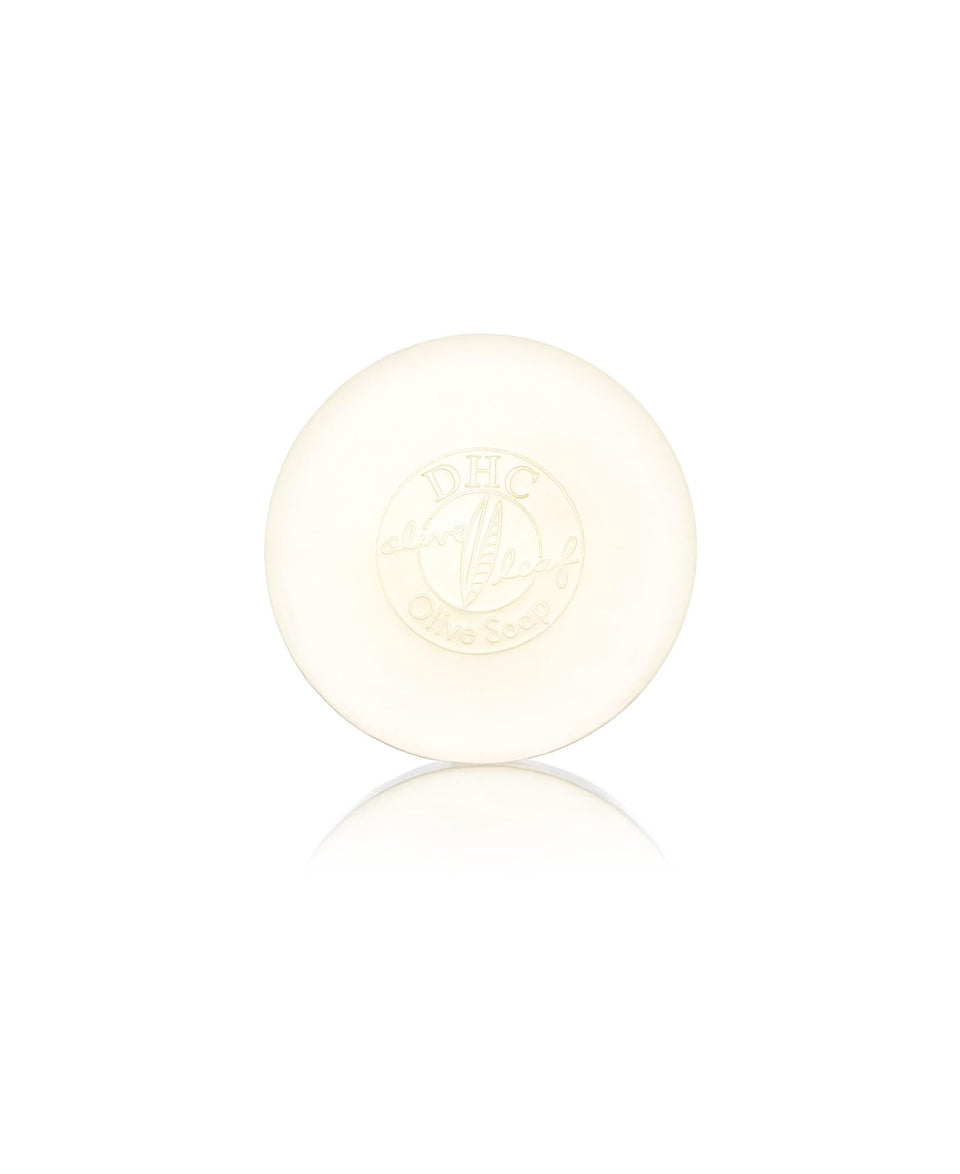DHC olive soap front packaging showing brand and moisturizing benefit