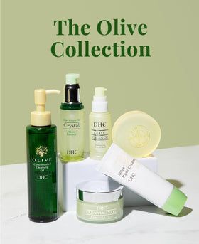 DHC olive soap held in hands showing 3.1 oz size and travel-friendly benefit