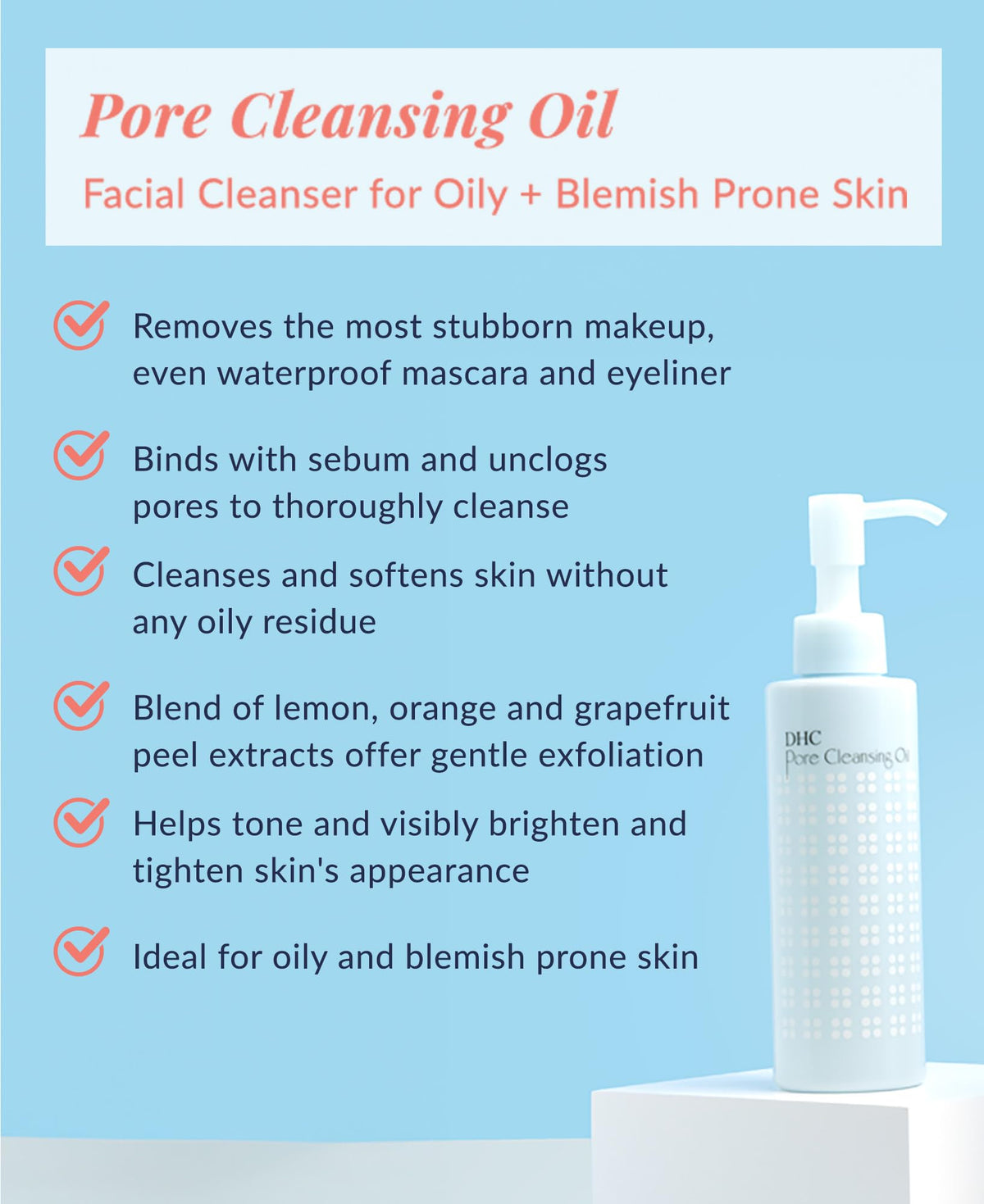 DHC pore cleansing oil texture drop highlighting lightweight consistency