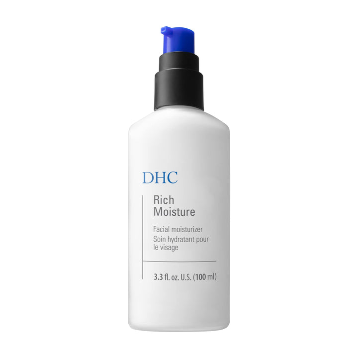 DHC front packaging showing 3.3 fl. oz. and dry skin relief benefits