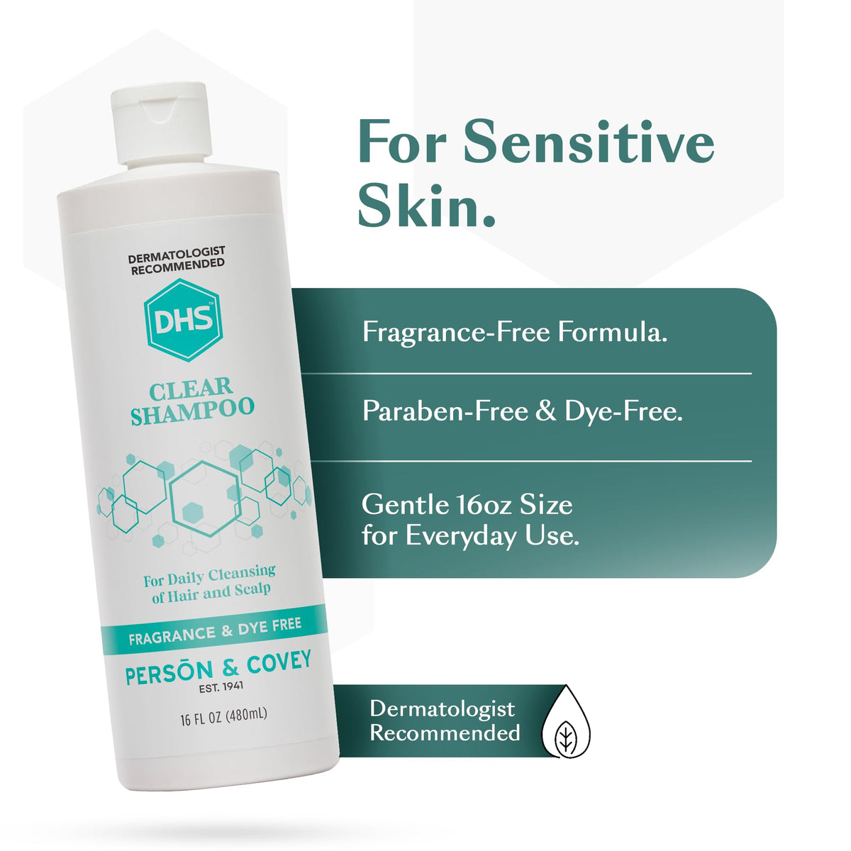 DHS clear shampoo lather texture close-up demonstrating gentle foaming
