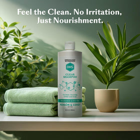 DHS clear shampoo paired with conditioner illustrating balanced hair routine