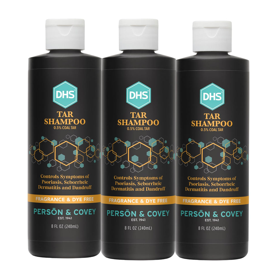 DHS coal tar shampoo front packaging showing clean therapeutic formula benefit