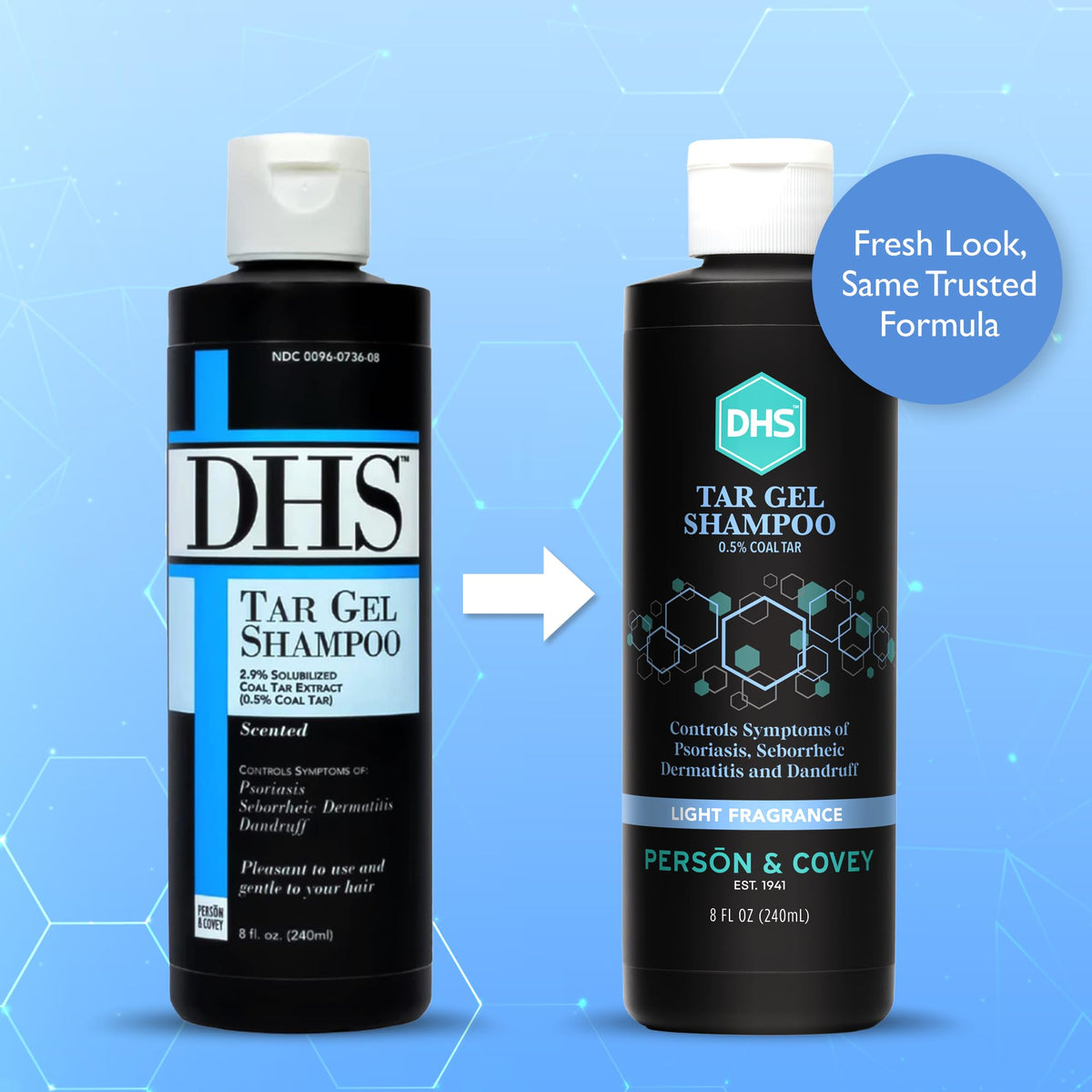 DHS T Gel shampoo back label with directions and usage details for safe application