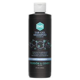 DHS T Gel shampoo front bottle view showing clear gel and brand for targeted scalp care