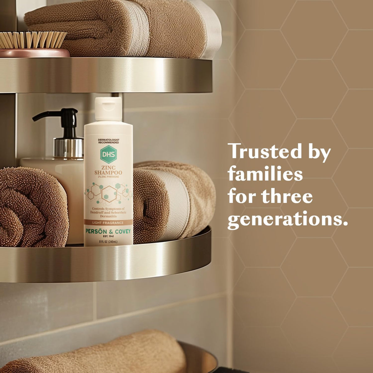 DHS brand heritage emblem emphasizing family-made dermatological care