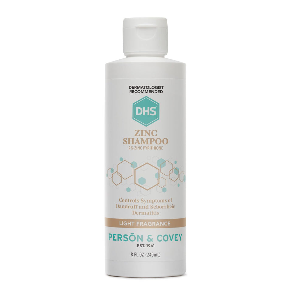 DHS zinc shampoo front packaging showing clear label and benefits