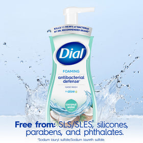 Dial 7.5 oz bottle held in hand to show compact, refillable size