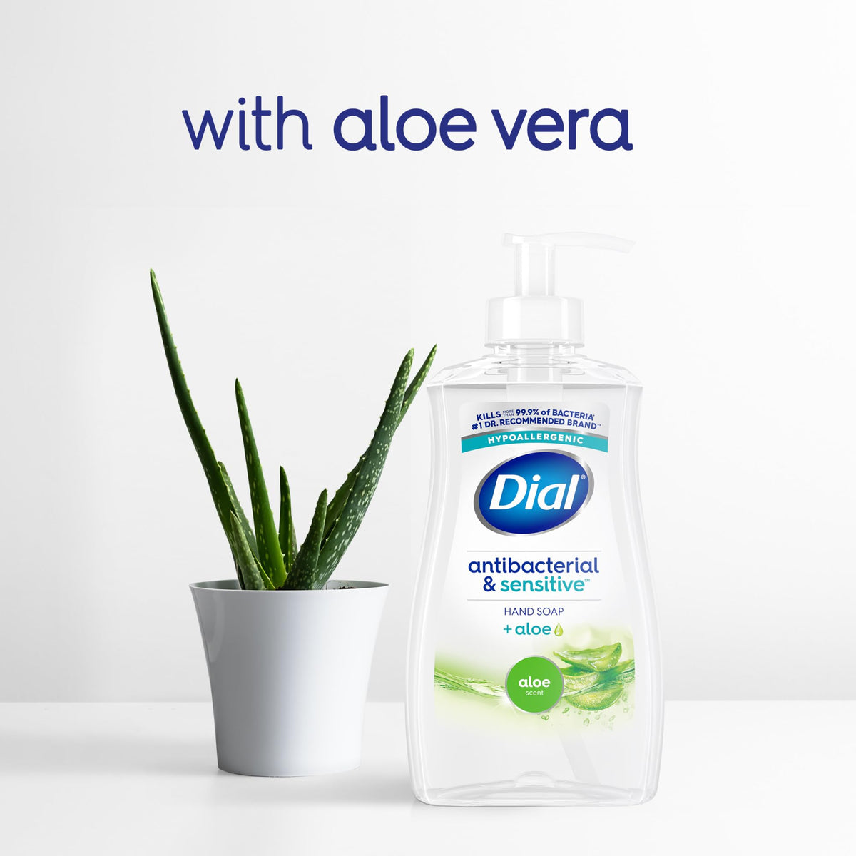 Dial bottle on kitchen sink removing food residue and bacteria