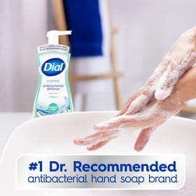 Dial bottle label detail with ingredients and gentle formula benefits
