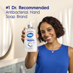 Dial bottle in a bathroom lifestyle scene showing attractive scent and usability