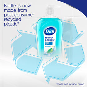 Dial dispenser pump in use for easy one-handed dispensing