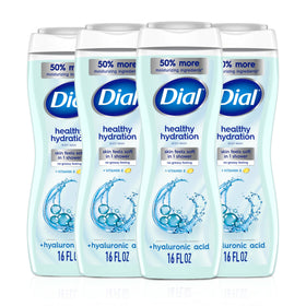 Dial front bottle showing label and hydrating promise for soft skin